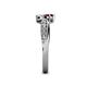 5 - Nicia Red Garnet and White Sapphire with Side Diamonds Bypass Ring 