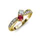 4 - Nicia Diamond and Ruby with Side Diamonds Bypass Ring 