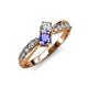 4 - Nicia Diamond and Tanzanite with Side Diamonds Bypass Ring 