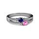 2 - Zaira Blue and Pink Sapphire with Side Diamonds Split Shank Ring 