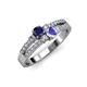 3 - Zaira Blue Sapphire and Tanzanite with Side Diamonds Split Shank Ring 