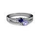 2 - Zaira Blue Sapphire and Tanzanite with Side Diamonds Split Shank Ring 