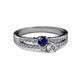 2 - Zaira Blue Sapphire and Diamond with Side Diamonds Split Shank Ring 