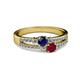 2 - Zaira Blue Sapphire and Ruby with Side Diamonds Split Shank Ring 