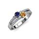 3 - Zaira Blue Sapphire and Citrine with Side Diamonds Split Shank Ring 