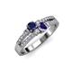 3 - Zaira Blue Sapphire and Iolite with Side Diamonds Split Shank Ring 