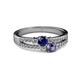 2 - Zaira Blue Sapphire and Iolite with Side Diamonds Split Shank Ring 
