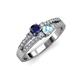 3 - Zaira Blue Sapphire and Aquamarine with Side Diamonds Split Shank Ring 