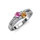 3 - Zaira Pink Sapphire and Citrine with Side Diamonds Split Shank Ring 
