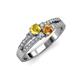 3 - Zaira Yellow Sapphire and Citrine with Side Diamonds Split Shank Ring 