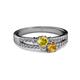 2 - Zaira Yellow Sapphire and Citrine with Side Diamonds Split Shank Ring 