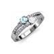 3 - Zaira Aquamarine and White Sapphire with Side Diamonds Split Shank Ring 
