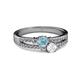 2 - Zaira Aquamarine and White Sapphire with Side Diamonds Split Shank Ring 