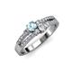 3 - Zaira Aquamarine and Diamond with Side Diamonds Split Shank Ring 