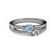 2 - Zaira Aquamarine and Diamond with Side Diamonds Split Shank Ring 