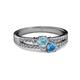 2 - Zaira Aquamarine and Blue Topaz with Side Diamonds Split Shank Ring 