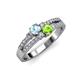 3 - Zaira Aquamarine and Peridot with Side Diamonds Split Shank Ring 