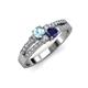 3 - Zaira Aquamarine and Blue Sapphire with Side Diamonds Split Shank Ring 