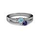 2 - Zaira Aquamarine and Blue Sapphire with Side Diamonds Split Shank Ring 