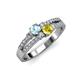 3 - Zaira Aquamarine and Yellow Sapphire with Side Diamonds Split Shank Ring 