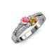 3 - Zaira Pink Tourmaline and Citrine with Side Diamonds Split Shank Ring 