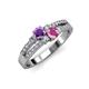 3 - Zaira Amethyst and Pink Sapphire with Side Diamonds Split Shank Ring 