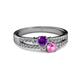 2 - Zaira Amethyst and Pink Sapphire with Side Diamonds Split Shank Ring 