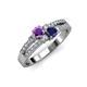 3 - Zaira Amethyst and Blue Sapphire with Side Diamonds Split Shank Ring 