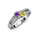 3 - Zaira Amethyst and Yellow Sapphire with Side Diamonds Split Shank Ring 