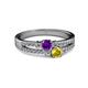2 - Zaira Amethyst and Yellow Sapphire with Side Diamonds Split Shank Ring 