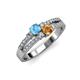 3 - Zaira Blue Topaz and Citrine with Side Diamonds Split Shank Ring 