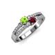 3 - Zaira Peridot and Ruby with Side Diamonds Split Shank Ring 