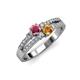 3 - Zaira Rhodolite Garnet and Citrine with Side Diamonds Split Shank Ring 
