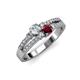 3 - Zaira Diamond and Ruby with Side Diamonds Split Shank Ring 