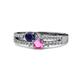 1 - Zaira Blue and Pink Sapphire with Side Diamonds Split Shank Ring 