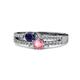 1 - Zaira Blue Sapphire and Pink Tourmaline with Side Diamonds Split Shank Ring 