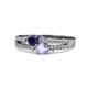 1 - Zaira Blue Sapphire and Tanzanite with Side Diamonds Split Shank Ring 