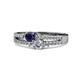 1 - Zaira Blue Sapphire and Diamond with Side Diamonds Split Shank Ring 