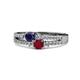 1 - Zaira Blue Sapphire and Ruby with Side Diamonds Split Shank Ring 