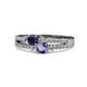 1 - Zaira Blue Sapphire and Iolite with Side Diamonds Split Shank Ring 