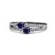 1 - Zaira Blue Sapphire with Side Diamonds Split Shank Ring 