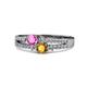 1 - Zaira Pink Sapphire and Citrine with Side Diamonds Split Shank Ring 