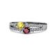 1 - Zaira Yellow Sapphire and Ruby with Side Diamonds Split Shank Ring 