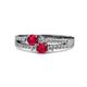 1 - Zaira Ruby with Side Diamonds Split Shank Ring 