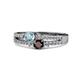 1 - Zaira Aquamarine and Red Garnet with Side Diamonds Split Shank Ring 