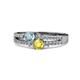 1 - Zaira Aquamarine and Yellow Sapphire with Side Diamonds Split Shank Ring 