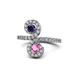 1 - Raene Blue and Pink Sapphire with Side Diamonds Bypass Ring 