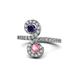 1 - Raene Blue Sapphire and Pink Tourmaline with Side Diamonds Bypass Ring 
