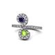 1 - Raene Blue Sapphire and Peridot with Side Diamonds Bypass Ring 