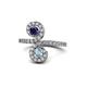 1 - Raene Blue Sapphire and Aquamarine with Side Diamonds Bypass Ring 